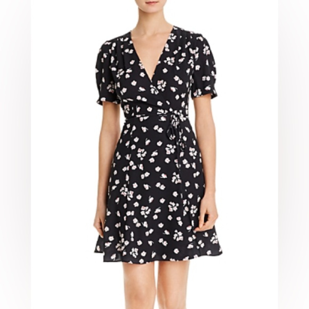 New French Connection Blue Floral Wrap Dress Size 2 Short